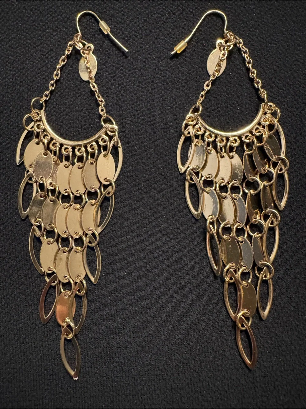 Gold 4.5” Shimmer Chandelier Cascade Earrings